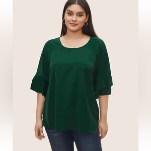 BloomChic Plain Ruffle Tiered Round Neck Blouse XL us14-16